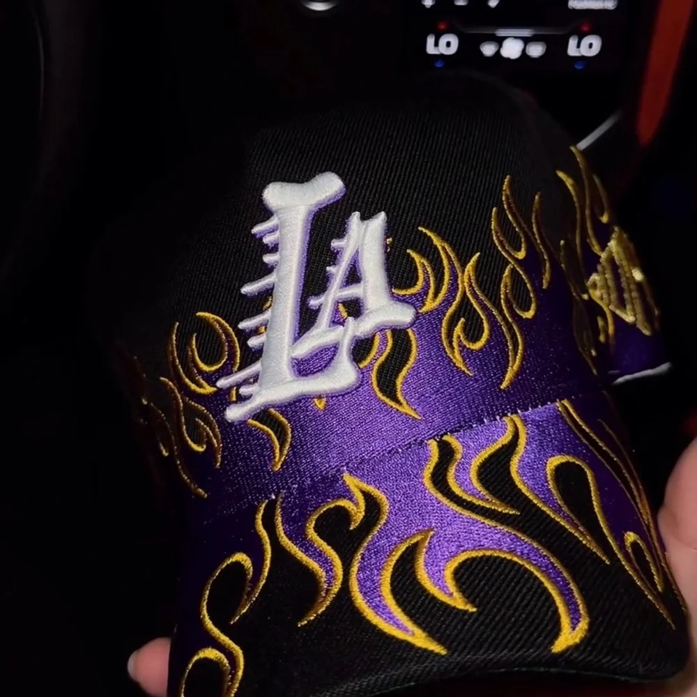 Black and Purple Flame Baseball Cap - Picture 3 of 3